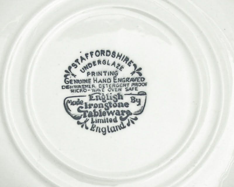 English ironstone Staffordshire plate, Chatsworth House, green, FREE