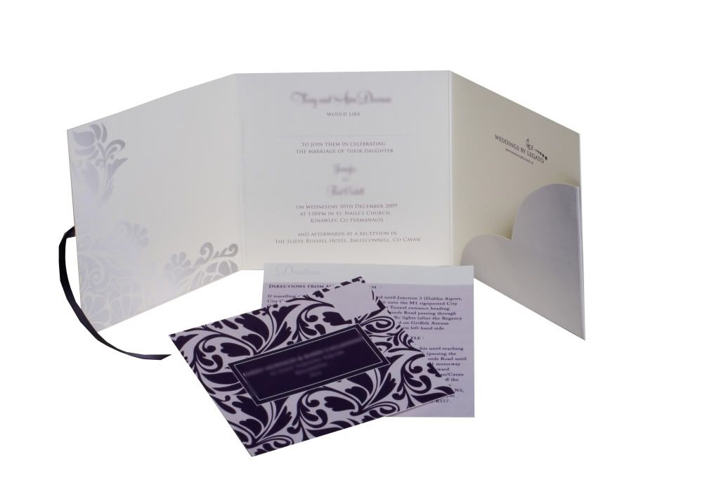Purple and Silver Christmas Opulence purple and silver wedding invitations