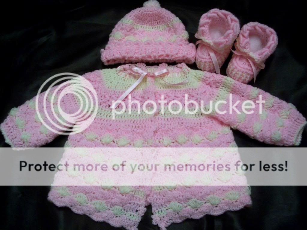 Crochet Baby Reborn Doll Clothes Outfit Sweater Set Hat Bonnet Booties Pink