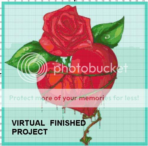 Rose Thorned Heart Cross Stitch Pattern Flowers Love  