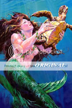 Mermaid w Turtle Cross Stitch Pat Tropical Fantasy TBB  