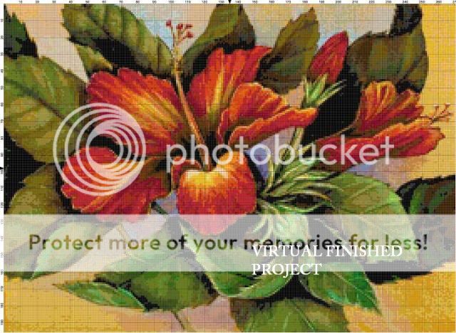 Flame Hibiscus Cross Stitch Pattern Hawaii Flowers TBB  