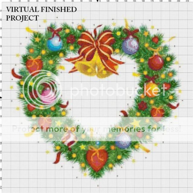 Heart Shaped Christmas Wreath Cross Stitch Pattern  