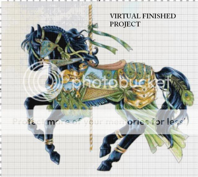 Peacock Carousel Horse Cross Stitch Pattern TBB  