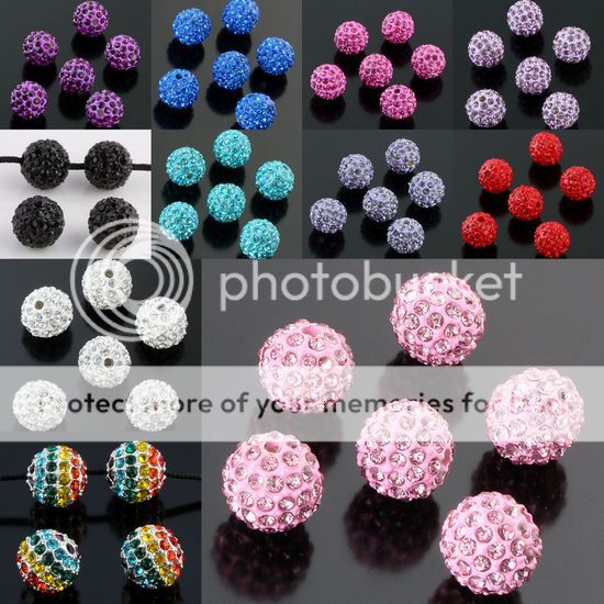 10mm Round Ball Pave Crystal Rhinestone Loose Spacer Beads Jewelry DIY 
