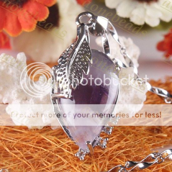 Ds10 Amethyst Quartz Crystal Leaf Gemstone Pendant Bead  