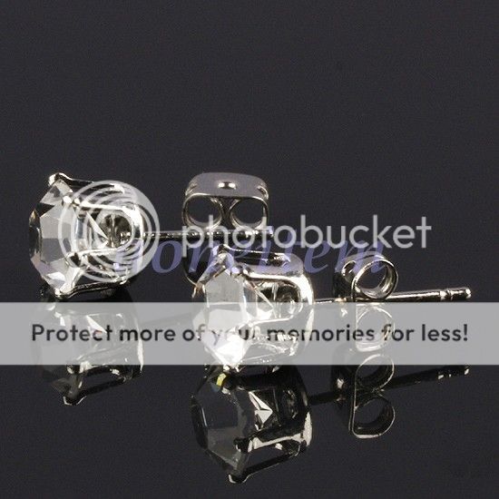 PAIR FACETED SAPPHIRE CRYSTAL RHINESTONE STUD EARRING  