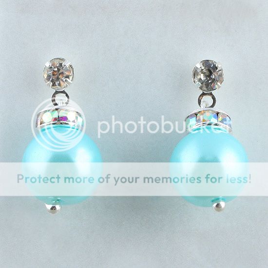 Manmade 10mm Pearl Dangle AB Clear Crytal Woman Stud Earrings Fashion 