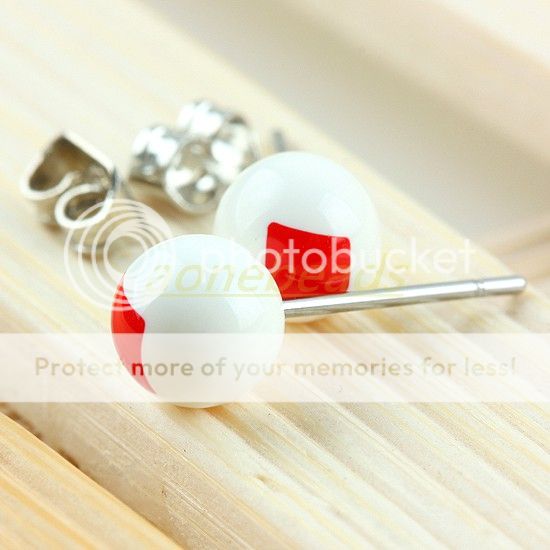   POKER CARD ACE ROUND BALL BEADS STAINLESS STEEL STUD PIN EAR EARRINGS