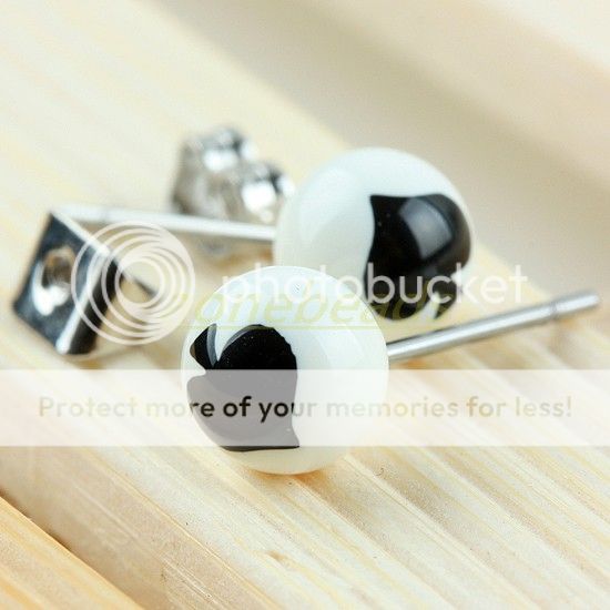   POKER CARD ACE ROUND BALL BEADS STAINLESS STEEL STUD PIN EAR EARRINGS