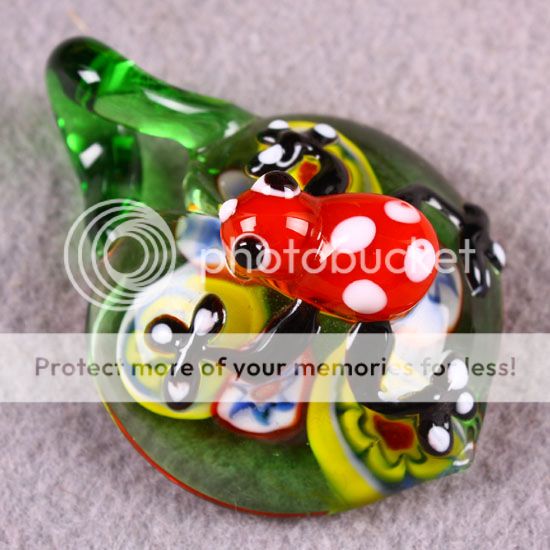 Murano Lampwork Glass Teardrop Round Pendant Bead  