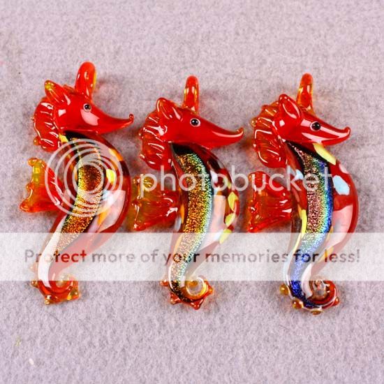 Dichroic Lampwork Glass Pendant Bead SeaHorse Star Crab  