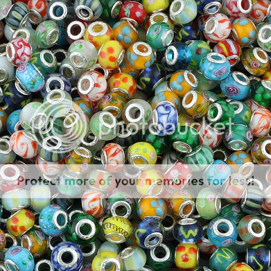 Colorful Lampwork Glass Loose Beads For European Style Bracelet 60PCS