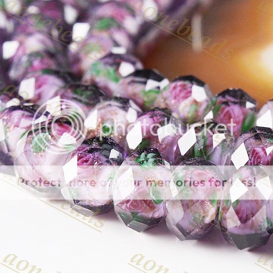 Gg24 Faceted Purple Lampwork Glass Rose Spacer Bead 30X  