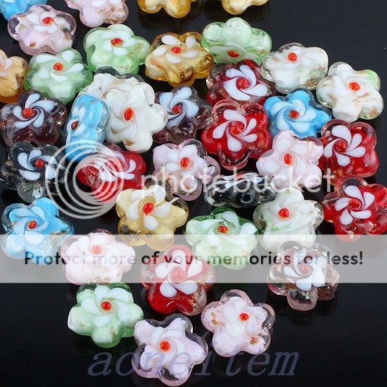 Wholesale Mix color Murano Lampwork Glass Flower Heart Square Loose 