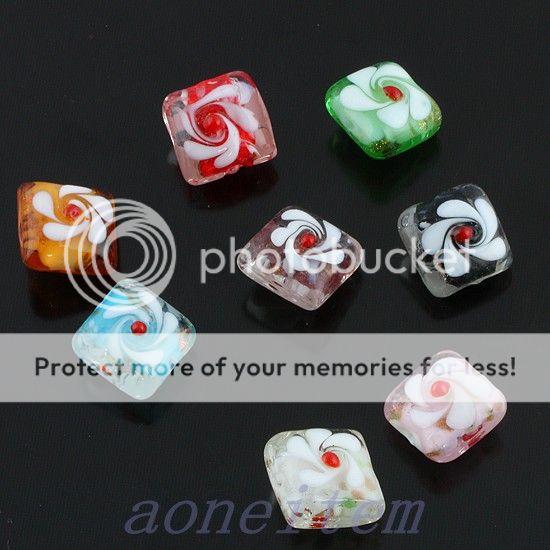 Wholesale Mix color Murano Lampwork Glass Flower Heart Square Loose 