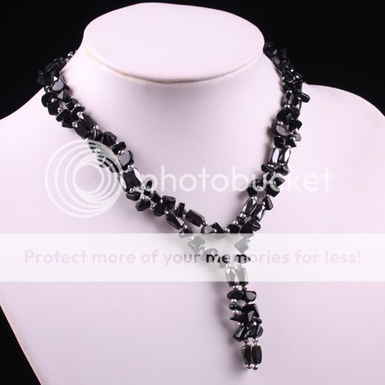 Magnetic Hematite Black Agate Chips Bracelet Necklace  