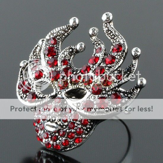 Unisex Crystal Rhinestone Masquerade Mask Adjustable Cocktail Finger 