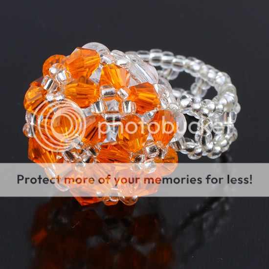 type faceted mushroom crystal glass finger ring size about 20x20 mm sz 