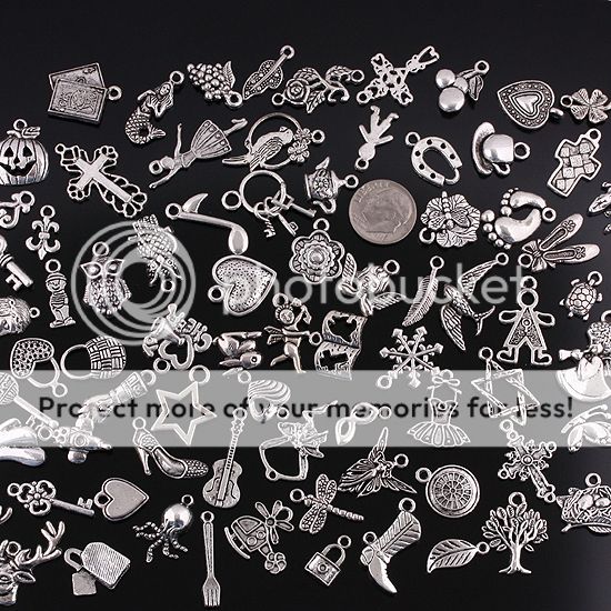 Bulk Wholesale Mixed Tibetan Silver Pendant Charms 100X  