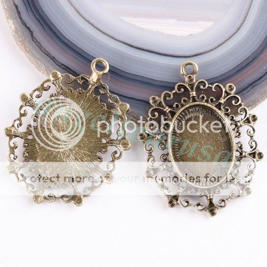 5x Bronze Oval Photo Picture Frame Pendant Charm Beads  