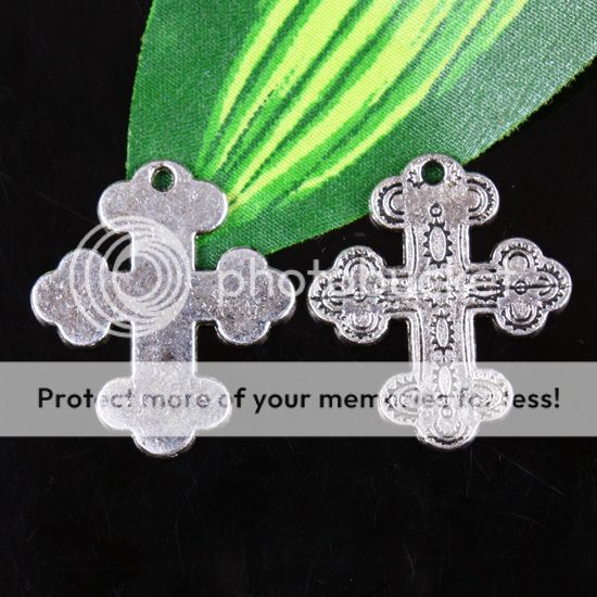 15Pcs Tibetan Sliver Pendant Charms Cross Metal Elegant  