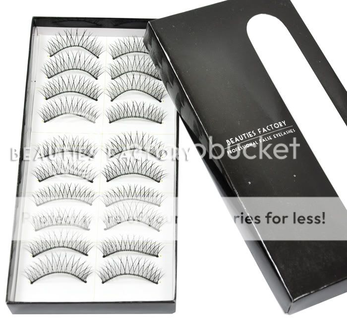 Makeup False Eyelashes BLACK CROSS x 10 Pairs #538R  